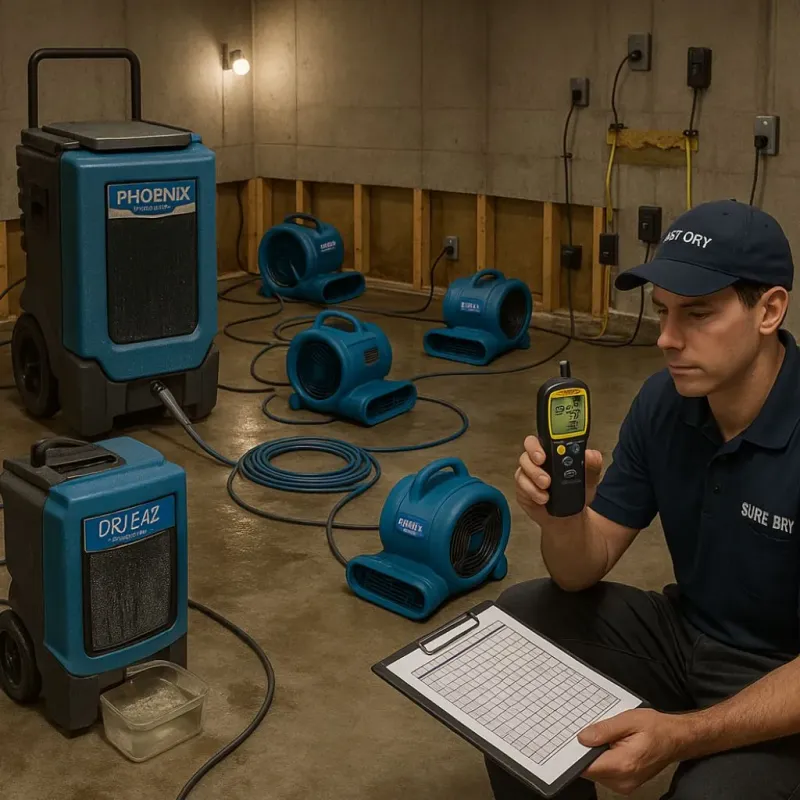 Structural Drying and Dehumidification process in Enfield, ME